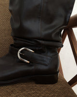 [ORIGINAL] Slub Wrinkled Midi Leather Boots
