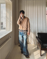 Linear Rivet Dirty Wash Denim Pants