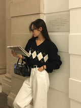 [BELLIDE MADE] ルーズフィットアーガイルVネックニットウェア