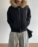 Fuzz Crop Napping Zip-up Hoodie