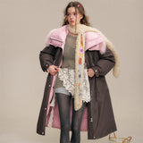 Two-tone Fox Fur Collar Oversized Down Coat