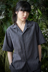 ストライプ L-C テーラード 1/2 シャツ (Navy)
