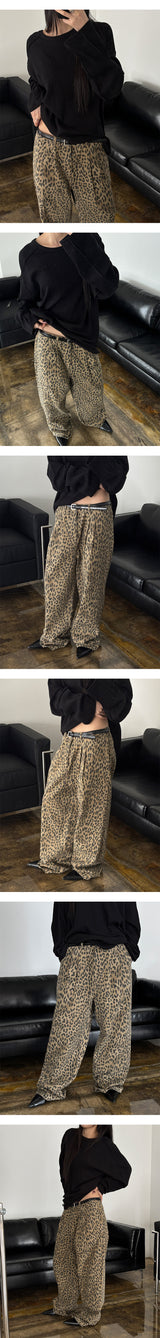 [Unisex] ツータックレオパードパンツ(3color)