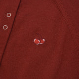 SMALL CHERRY SNAP POINT SLIM CARDIGAN [DARK RED]