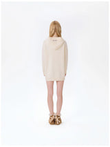 13DE MARZO Bear Knit Hoodie Dress Beige