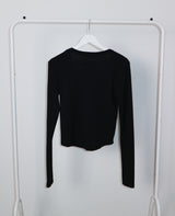 オープンスタッド Uネック ラウンドロング-sleeved T-shirt