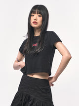 ロマンスクロップTシャツ BLACK