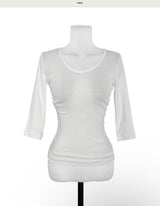 [ md pick / basic ] adore v glam shirring 3/4 sleeve top