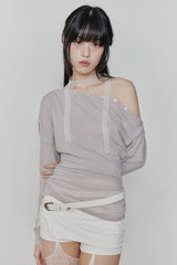 JENNIE BUTTONED TOP (SS ver.) grey beige