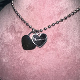 Black heart ball necklace