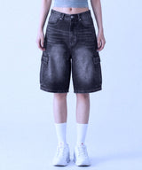 Basic Washing Bermuda Cargo Denim Pants - 3COLOR