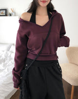 POEN Slit Button Halter Layered Hoodie