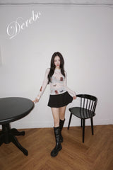 Blur Cartoon Mash Round Long Sleeve T-shirt
