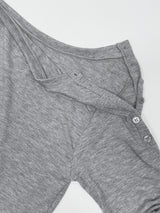 ボートネックボタンルーズフィットTシャツ