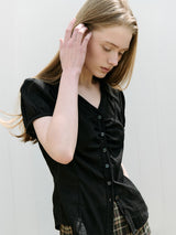 SLIM COLLAR BLOUSE BLACK