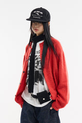 Bird embroidery wool flat cap