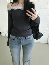 Laura Lace Off-Shoulder T-Shirt (3 colors)