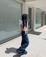 (Unisex) バックボタンデニムパンツ