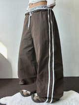 LOW-RISE NYLON TRACK WIDE PANTS 🖤🤎🩷💙4COLOR
