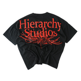 Hierarchy Studios - フラワーワイドスパイダーリリーオーバーサイズTシャツ ブラック