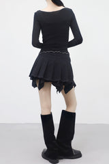 Fabina Wool Two Tone Frill T-Shirt
