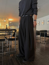 Mona two-tuck wide D-ring slacks