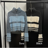 [F/W] ケーブルモヘアクロップドニットジップアップ(2color)