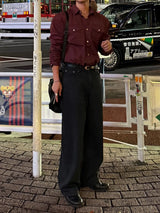 Herringbone Loose regular pants
