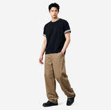 ロールスリーブクロップド半袖Tシャツ ブラック