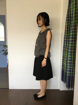 Marine button midi skirt (3color)
