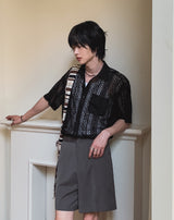 Pla Embroidery パンチング半袖シャツ