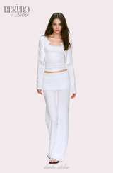 Anna lace cardigan training three-piece set (Sleeveless cardigan, pants)