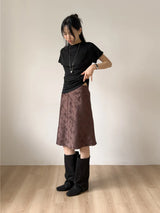 Brick Shirred Cap Sleeve T-shirt