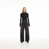 asymmetrical neckline fitted top