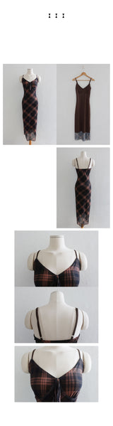 MUFFIN CHECK MAXI LONG DRESS