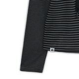 Stripe babydoll hoodie zip-up (Charcoal)