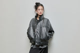 High-neck Leather Jacket_Black