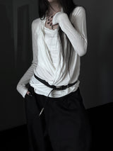 loose V-wrap shirring T (2color)