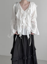 Plumel Ruffle V-Neck Blouse