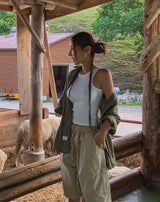 Rounding stitch ribbed sleeveless
