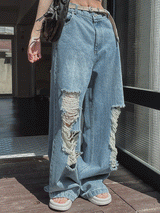 muse wide damage denim pants