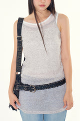 Linen sheer knit onepiece