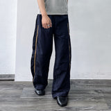 Navy Side-Line Draped Pants