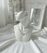 [Jo Yuri Necklace]ヘブンリークリスタルパールチョーカーネックレス - Silver Color