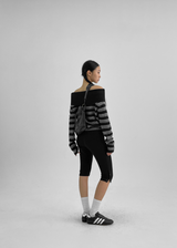 [MADE] Ant Stripe Off-Shoulder Knit