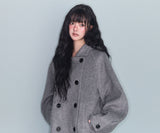 HOODED DOUBLE HALF COAT GREY
