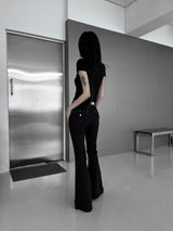 studded mid-rise bootcut denim