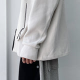 Waffle Knit Double-Zip Button Detail Hooded Jacket