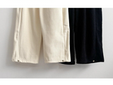 Sand corduroy side pin-tuck wide pants