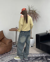 ヘイルバックポケットウォッシュ加工デニムパンツ